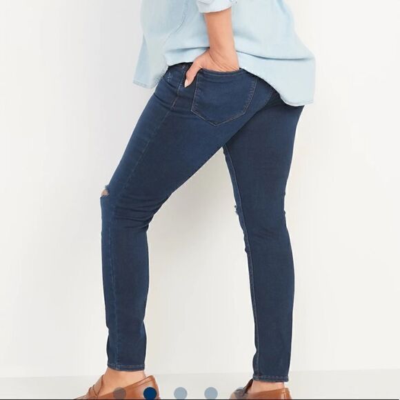 Old Navy NWT Maternity Full Panel Rockstar Super Skinny Ripped Jeans sz 6 short - Picture 3 of 14